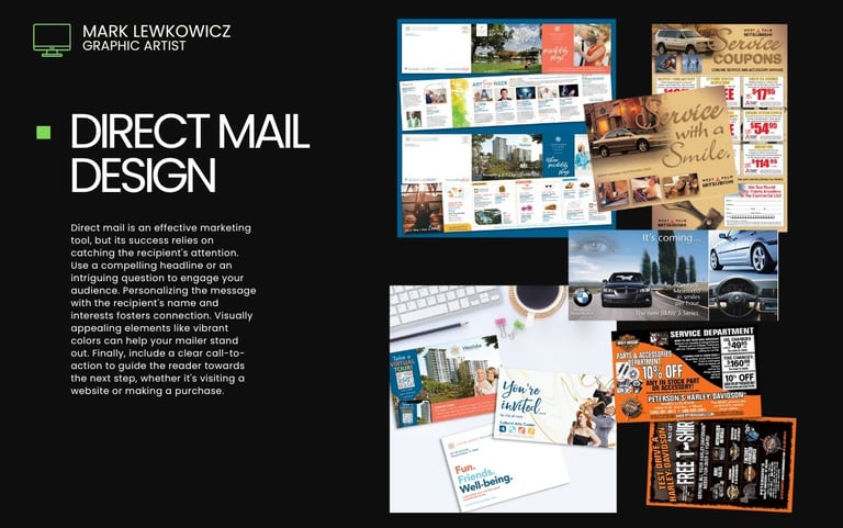 direct mail designer, custom direct mail art