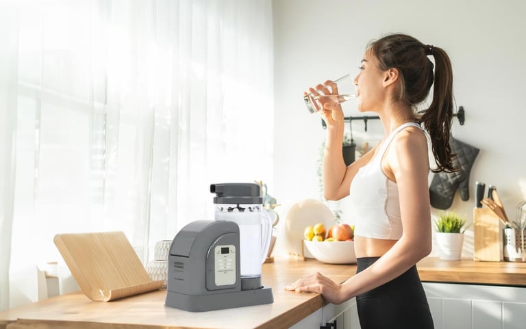 a person drinking hydrogen water for health