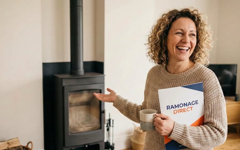 Cliente souriante recommandant les services de Ramonage Direct à Nantes après une intervention