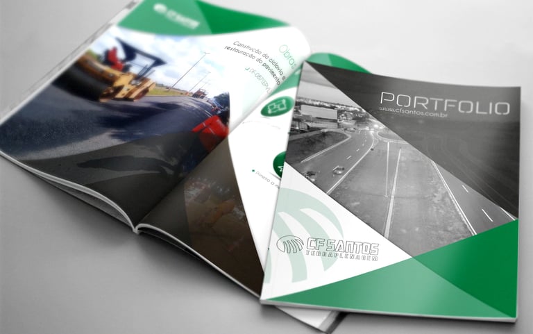 capa de um portfólio, catálogo de serviços da empresa