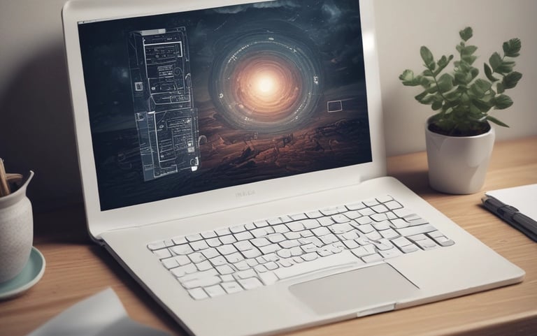 white and black laptop