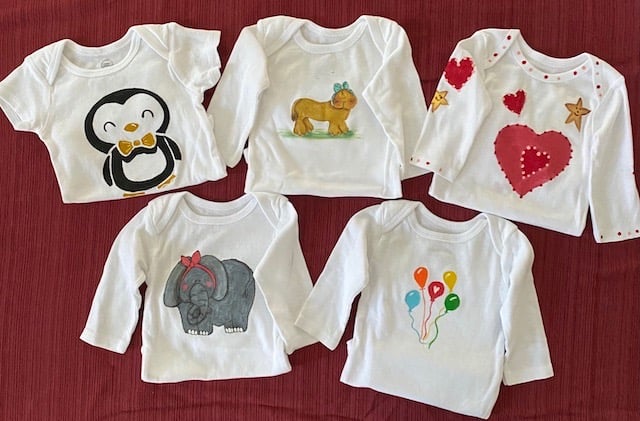 Roseanne LaRosa, Hand painted onesies for Angel's Closet of Monroe County