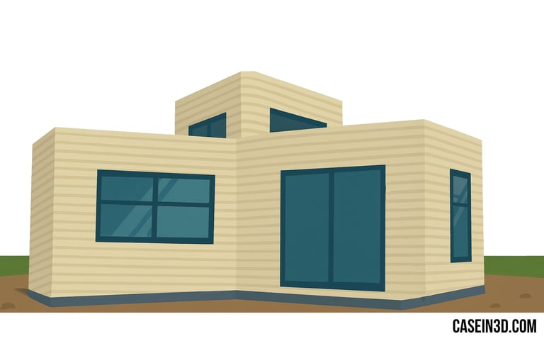 Vista esterna di una casa stampata in 3D con calcestruzzo a Holstebro, Danimarca: struttura moderna 