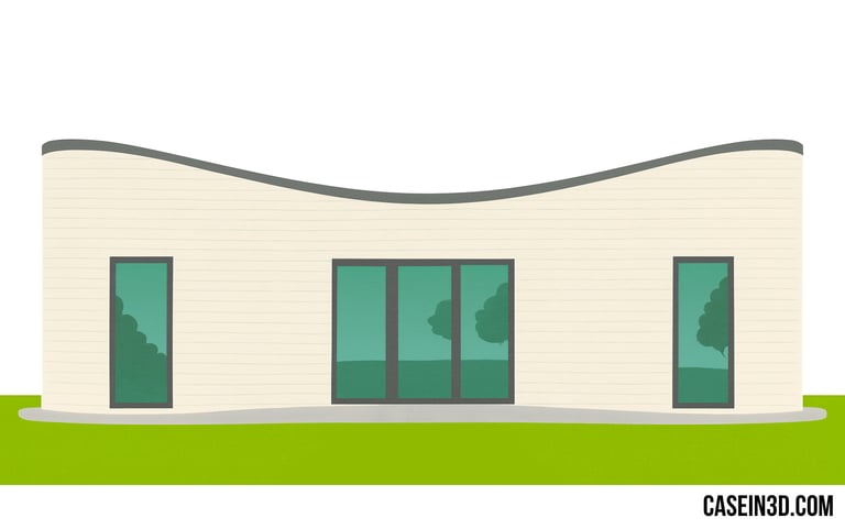 Digital illustration of the Yhnova house, the first inhabitable 3D-printed building in France