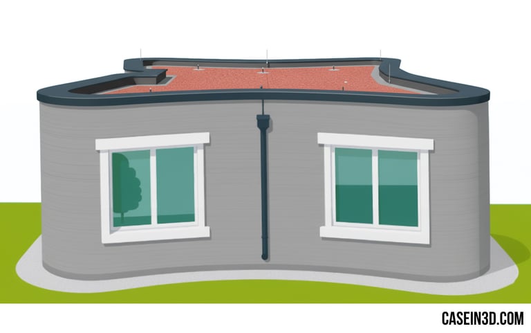 Illustration of Austria’s first 3D‑printed office building in Hausleiten, for STRABAG  