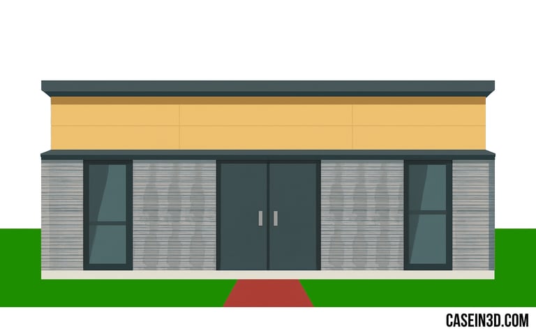 Illustrazione dell’edificio stampato in 3D a Yumeshima, struttura modulare  per Osaka Expo 2025
