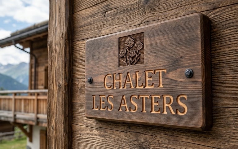 Panneau signalétique gravé pour un nom de chalet de Serre Chevalier
