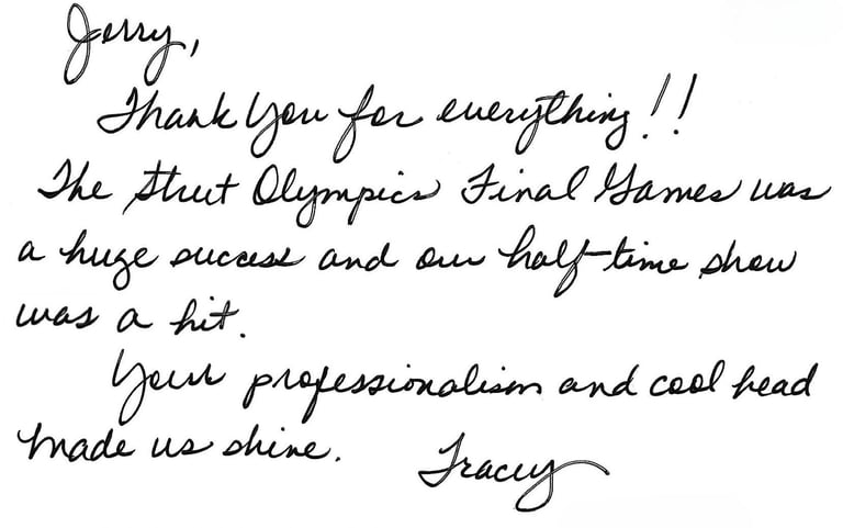 Feedback notes from happy client.