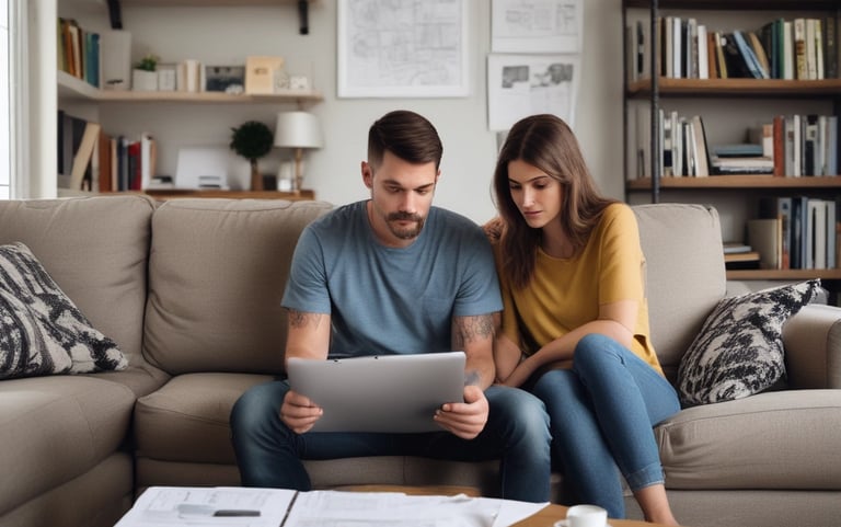 Couple thinking about and planning for remodeling their house