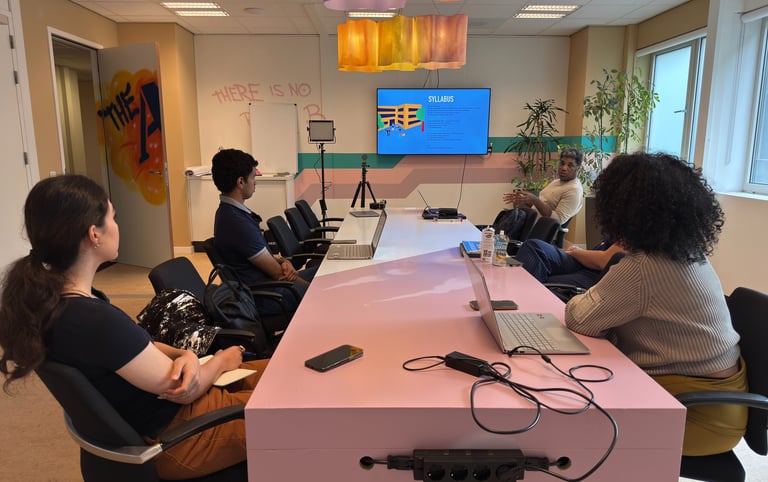 Participants of the Documentary Impact Challenge learning about how the course will proceed