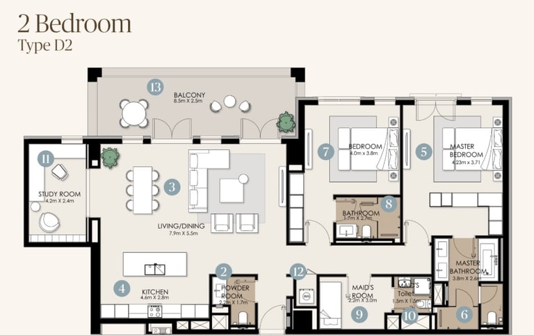 nawayef park views 2 bedroom designs