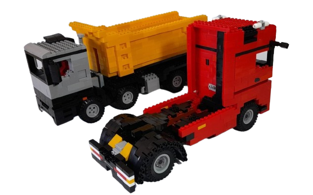 a lego - style truck with a dumpster and a dumpster mercedes benz CorpoRASTI Regalos empresarios
