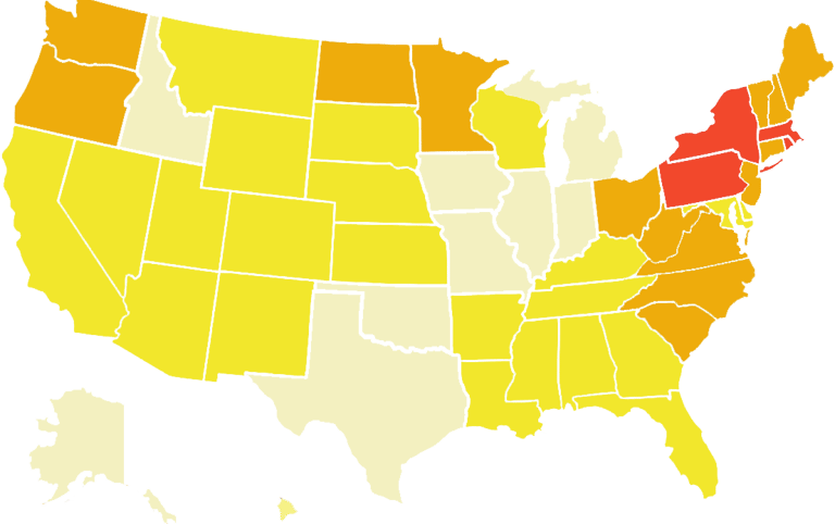 mapa de estados unidos colores