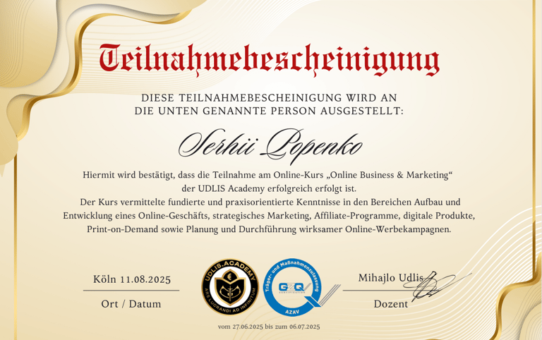 Zertifikate Business Online