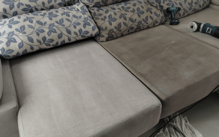 Higienização de Estofados Antes e Depois