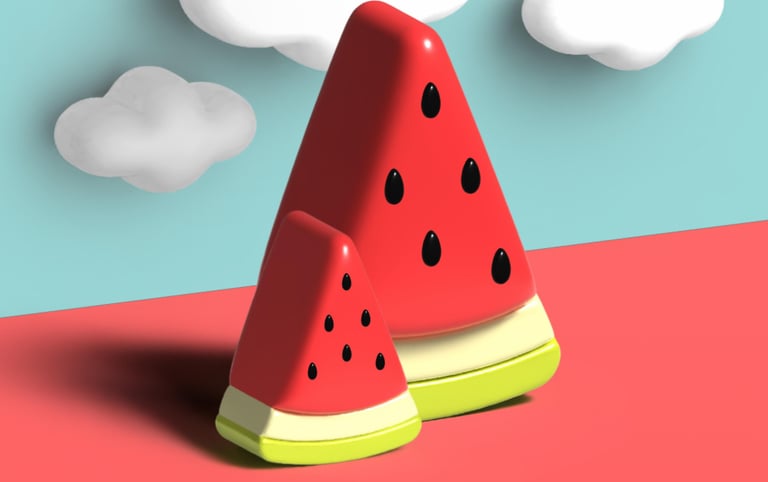 a slice of watermelon with a slice of watermelon on it