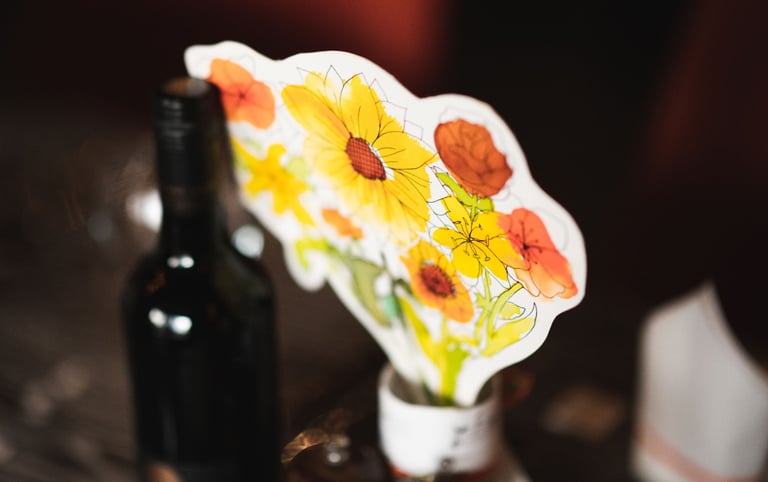 painted flower table decoration