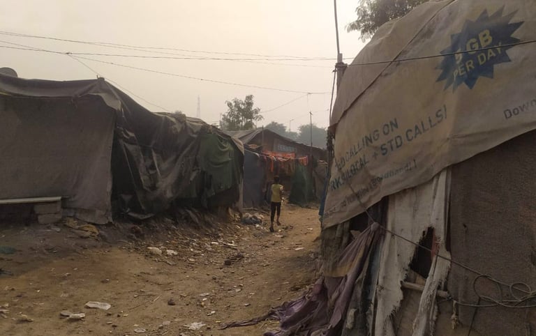 The Kishan Vihar. slum in Delhi.