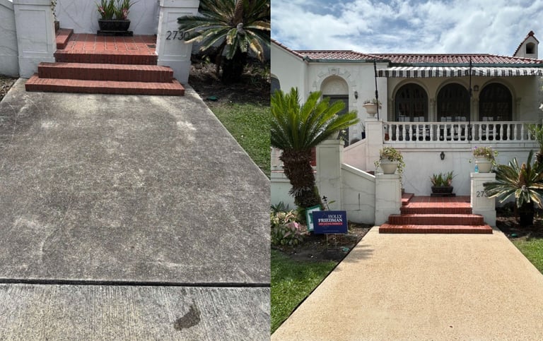 Before and After picture of a Front Walkway