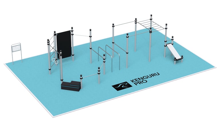 Terrain de Street Workout Kenguru Pro, idéale pour entraînement en extérieur.