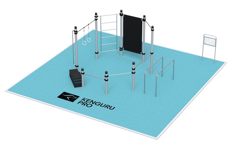 Terrain de Street Workout Kenguru Pro, idéale pour entraînement en extérieur.