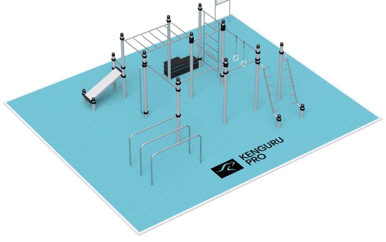 Terrain de Street Workout Kenguru Pro, idéale pour entraînement en extérieur.