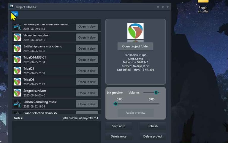 project pilot program screenshot