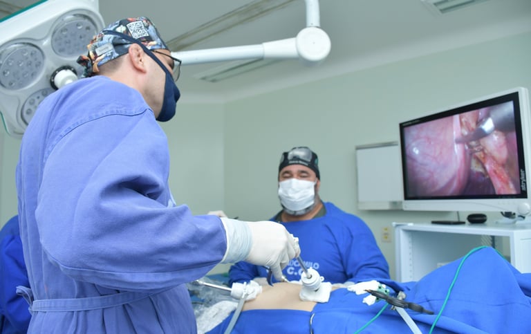 fazendo cirurgia por Colecistectomia Videolaparoscópica