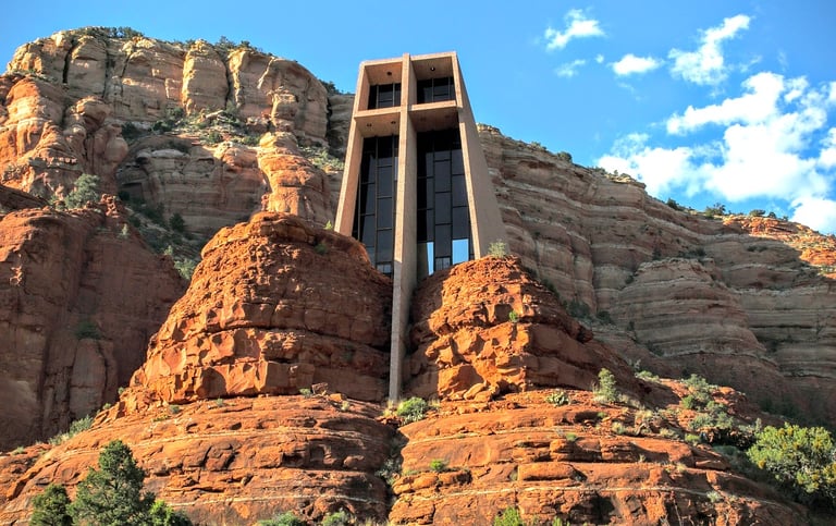 Sedona - the Chapel of the Holy Cross built amidst red rock boulders & still holds services