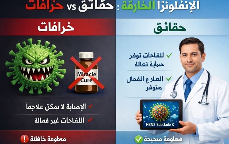 🔥 "إنفلونزا خارقة" حقائق علمية vs خرافات شائعة دليلك الموثّق من CDC وWHO