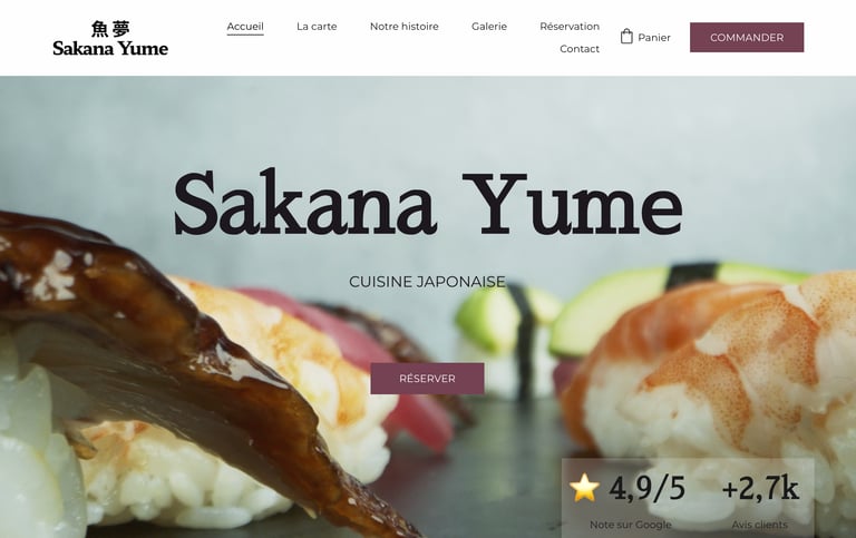 Assortiment de sushis frais, crevettes, thon, avocat du restaurant Sakana Yume