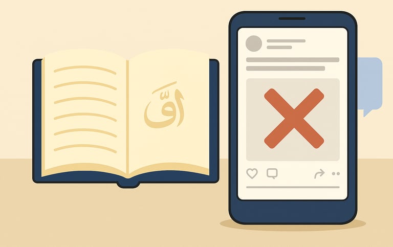 واجهة منصة تواصل اجتماعي وكتاب إسلامي