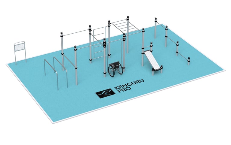 Terrain de Street Workout Kenguru Pro, idéale pour entraînement en extérieur.