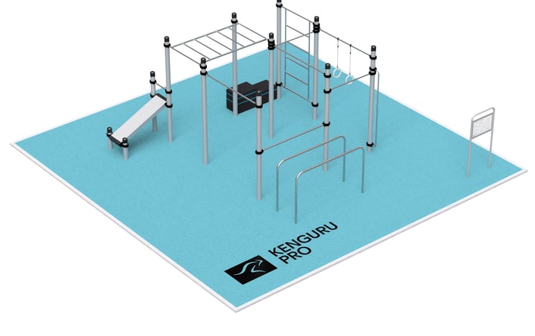 Terrain de Street Workout Kenguru Pro, idéale pour entraînement en extérieur.