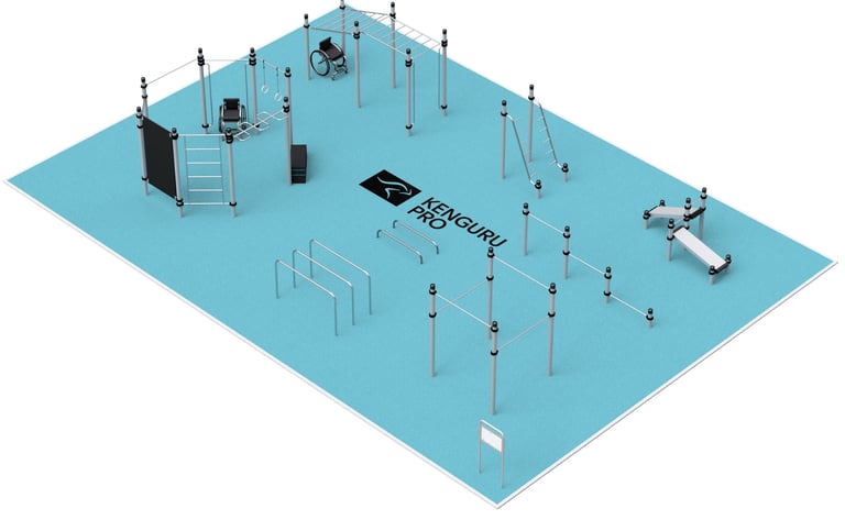 Terrain de Street Workout Kenguru Pro, idéale pour entraînement en extérieur.