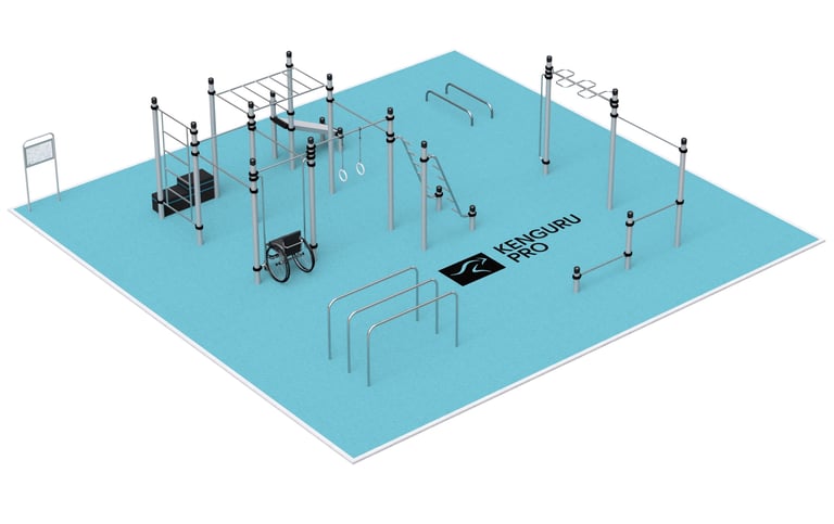 Terrain de Street Workout Kenguru Pro, idéale pour entraînement en extérieur.
