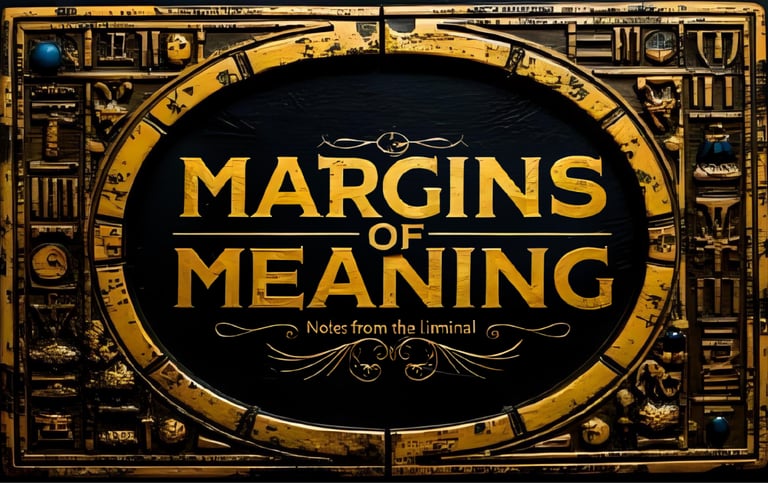 Egyptian styled logo that reads "Margins of Meaning -Notes from the Liminal;