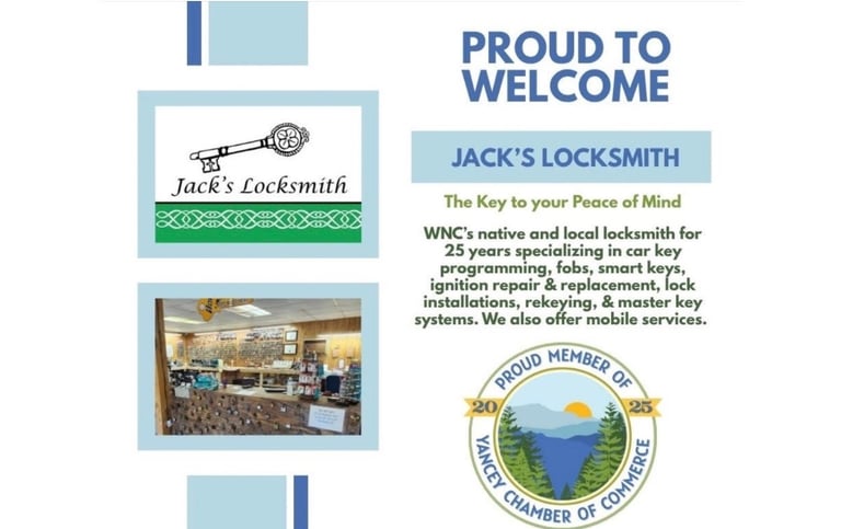 Proud to welcome Jack's Locksmith - Yancey Chamber of Commerce member