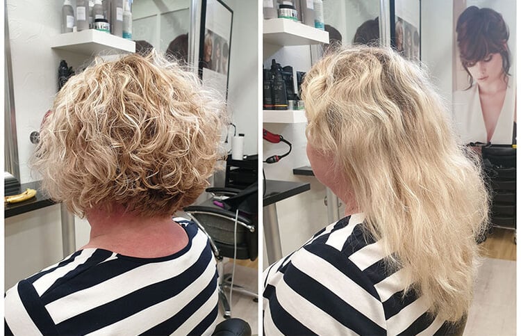 luonnonkiharien hiusten leikkaus kampaamo studio naava raisio