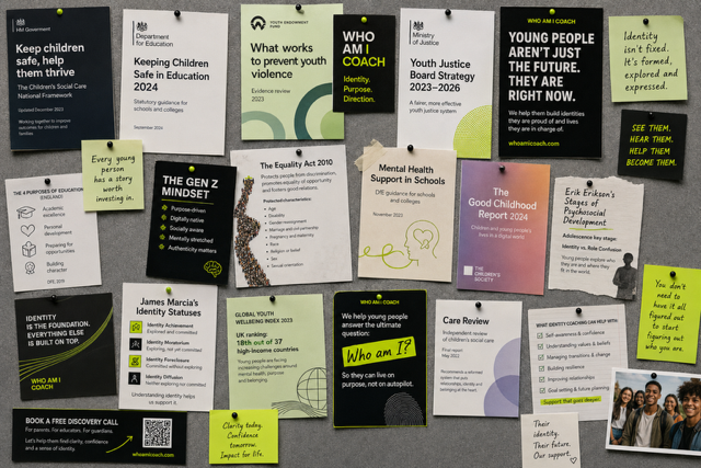 Noticeboard filled with identity focused notices and posts