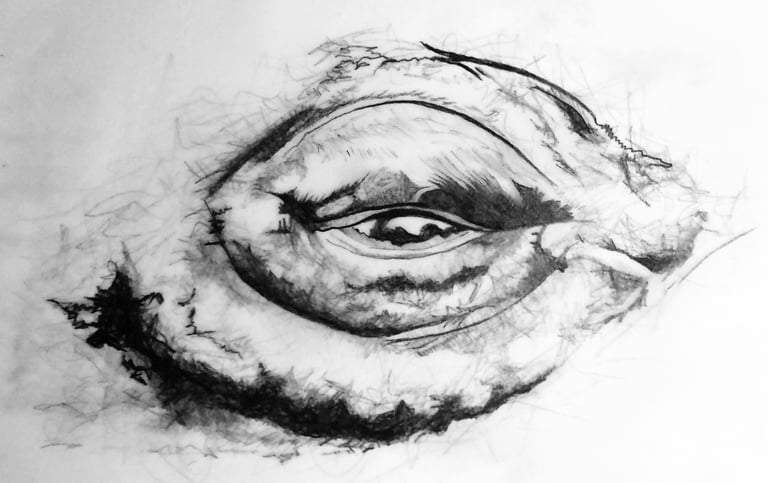 drawing of a humpback whale eye