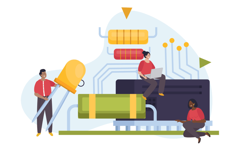 People working on semiconductor