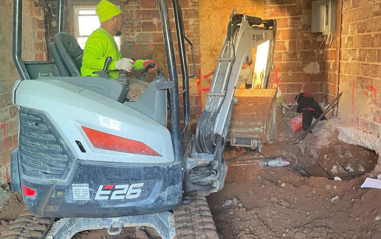 a construction worker is working on a construction site