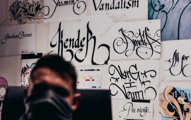 Kende studio — urban calligraphy sketches and lettering process work in progress