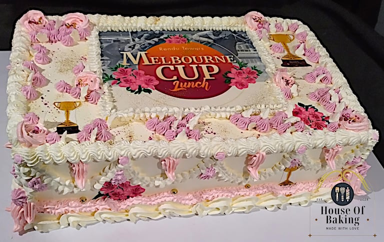Melbourne Cup cake vintage style with custom icing sheet print