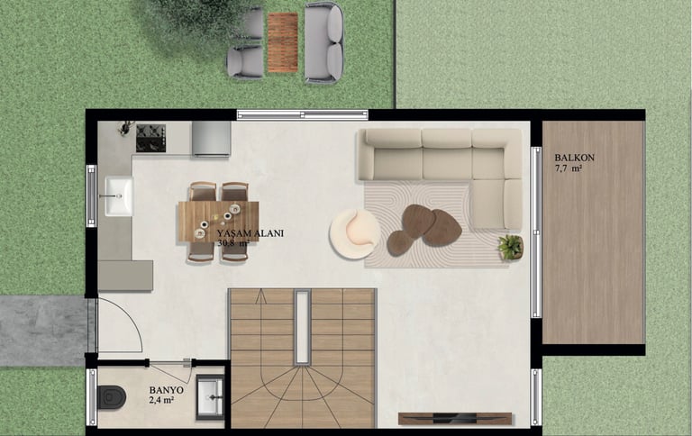 Villa Tip 1 - Zemin Kat Planı