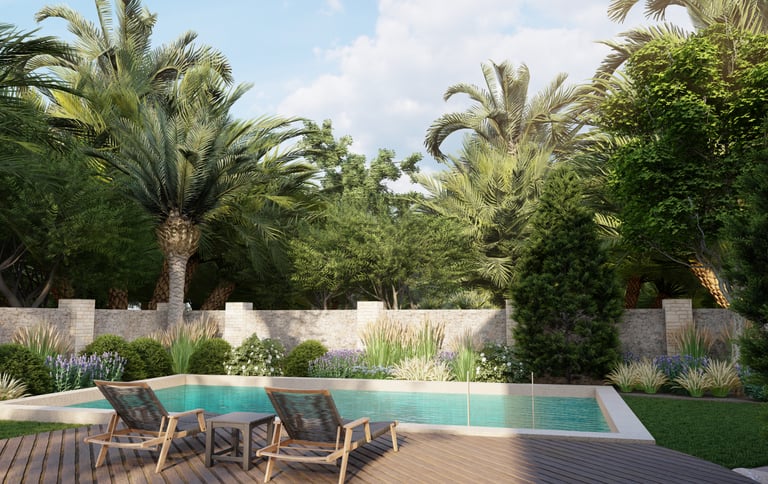Jardín privado con gramíneas ornamentales y plantas resistentes en Barcelona