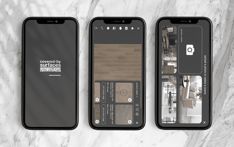 Graphic design portfolio showcasing UX work for Covered by Surfaces