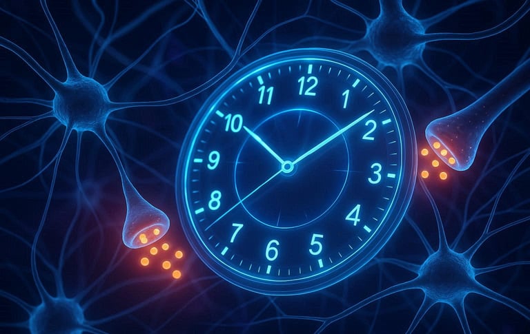 Nervenzellen mit Uhr - Symbol für Nervensystemkompetenz