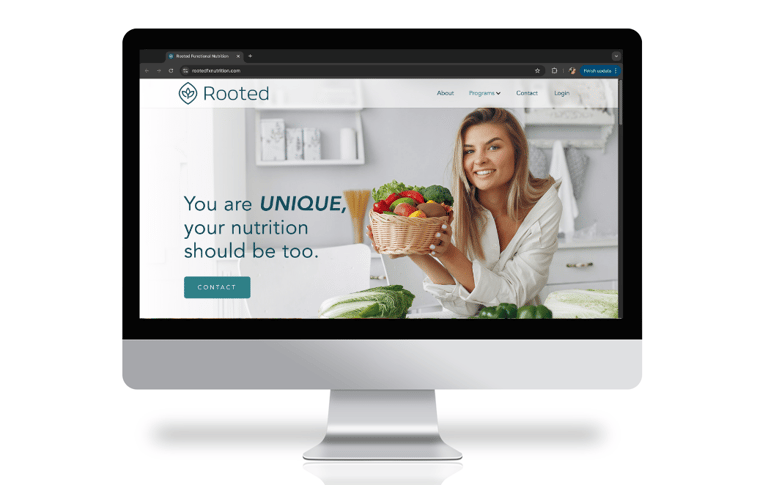a computer monitor screen displaying a nutritionist website design